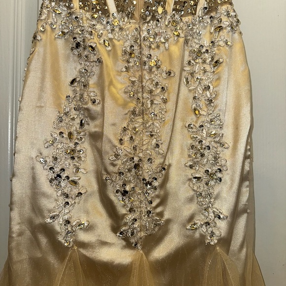 Jovani Strapless Beaded Champagne Mermaid Gown *Prom *Bridal - Picture 5 of 13